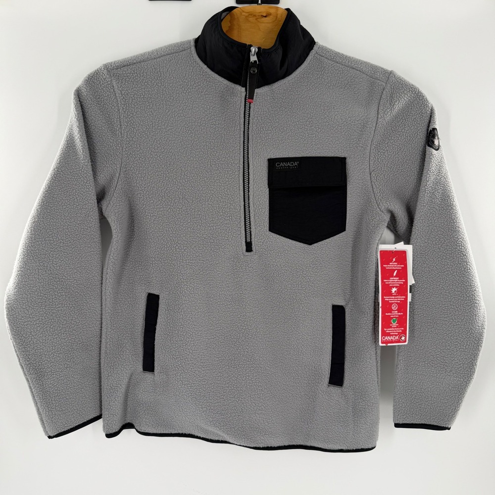 Canada Weather Gear Mens Fleece Quarter Zip Pullover Grey CWG130Y3887 Medium